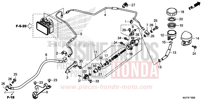 REAR BRAKE MASTER CYLINDER for CTX700 ABS PEARL FADELESS WHITE (NH341) from 2014